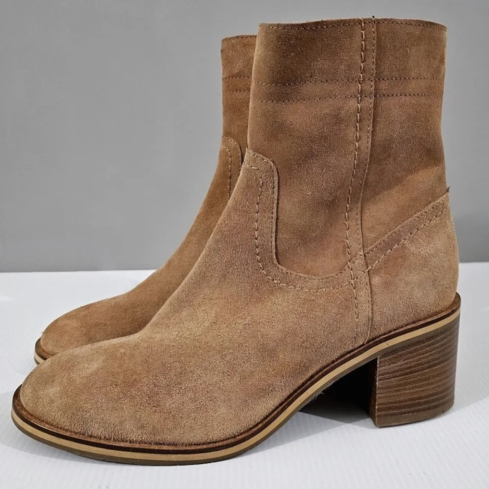 Aquatalia Bellamy Ankle Boot Womens 9.5 Brown Suede Water Resistant Designer NEW